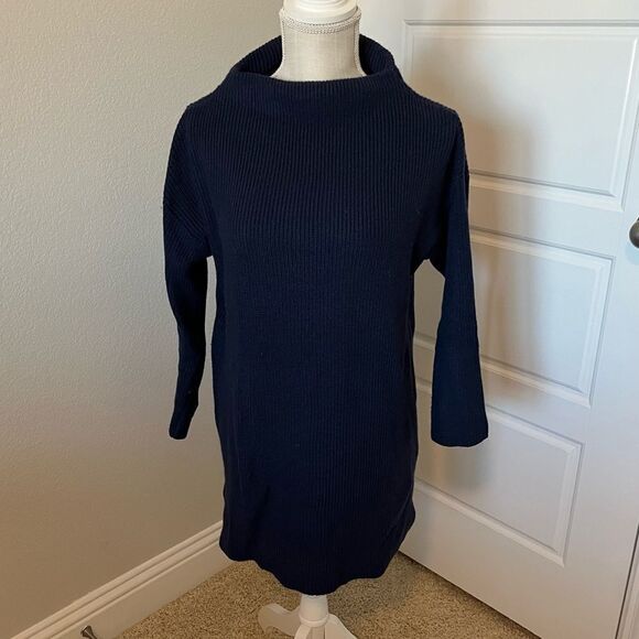 Chico's Funnel Neck Navy Sweater Size Small - Picture 1 of 4